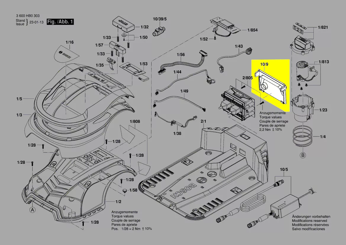 couvercle platine électronique réf. F 016 L69 193 Bosch